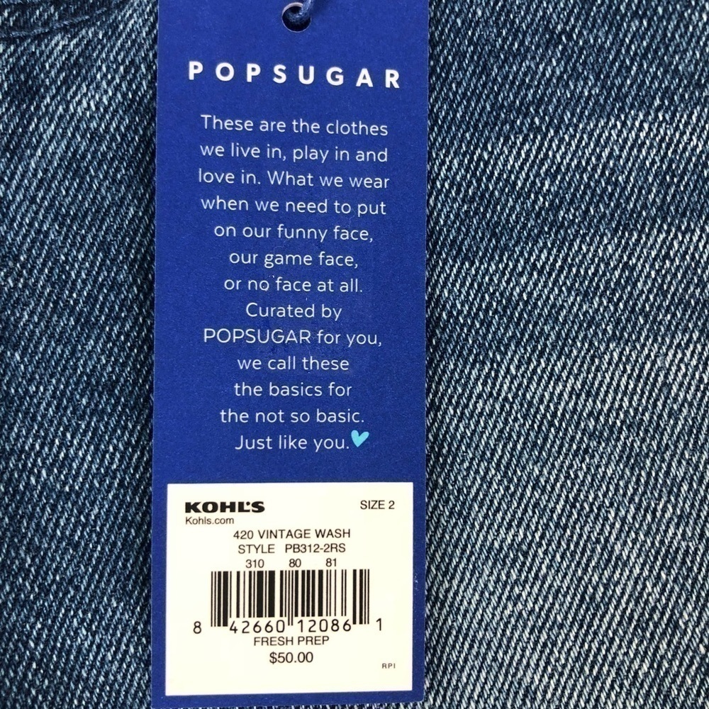 POPSUGAR Womens Crop Blue Jeans Size 2 Distressed Vintage Wash Wide Flare Leg - Picture 3 of 13